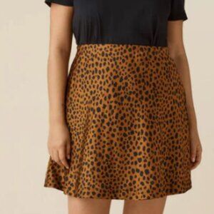 VETTA The Reversible Satin Mini Skirt Large Black/Cheetah